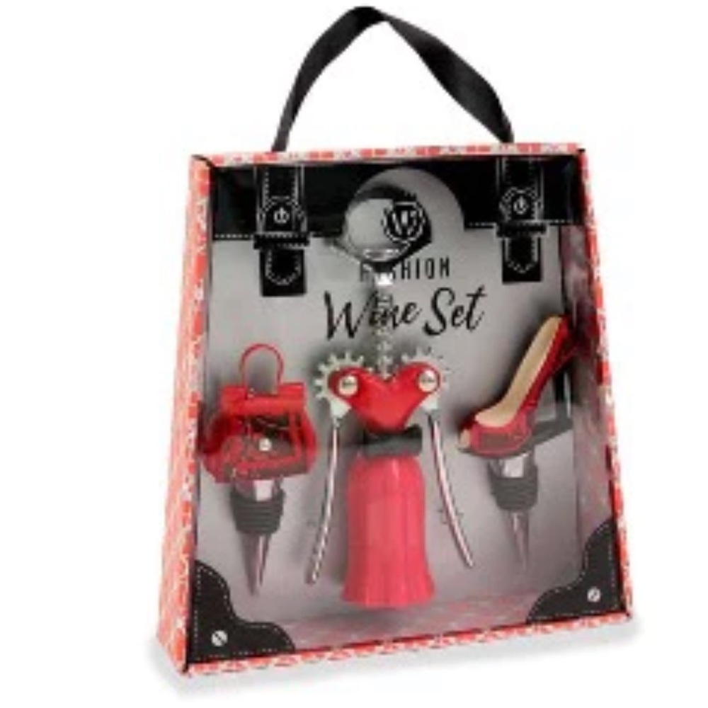 Wine Gift Set is NWT. Red glitter dress, shoe and handbag set. 3 pieces